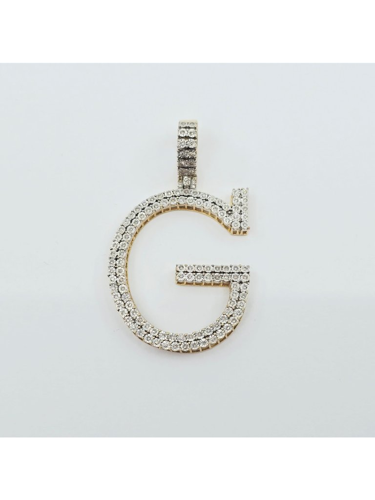 Unique 10k Two Tone Multi Color Gold Initial Letter  G  Diamond Charm Pendant